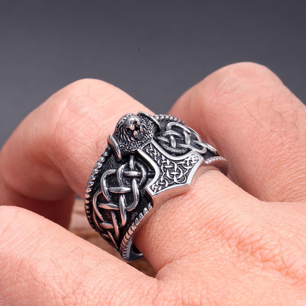 WorldNorse Thors Hammer Wikingerring aus Edelstahl