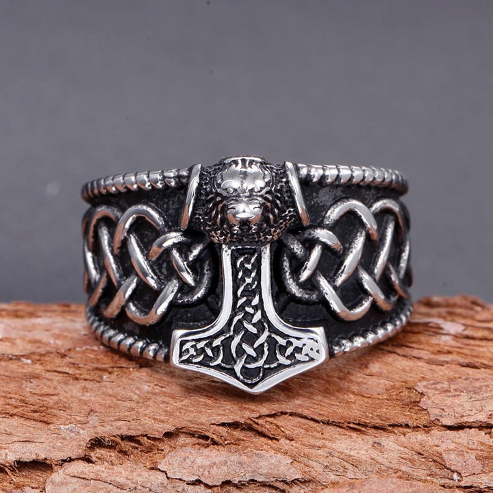 WorldNorse Thors Hammer Wikingerring aus Edelstahl