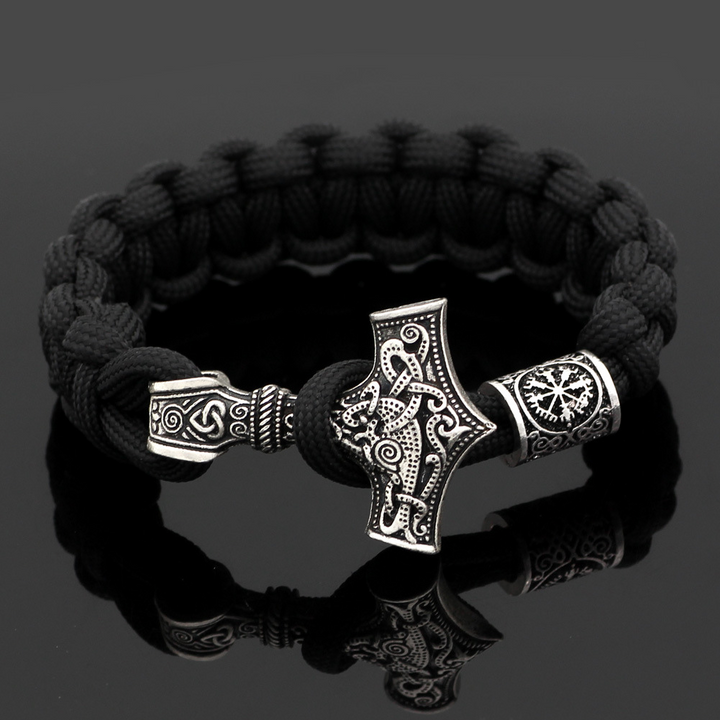 WorldNorse Thors Hammer geflochtenes Seil-Wikinger-Armband - Vegvisir - image 3