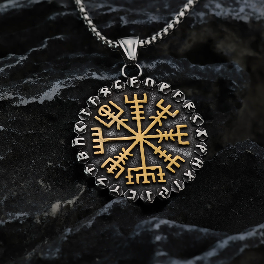 WorldNorse Klassische Odin Wikinger Kompass Rune Halskette