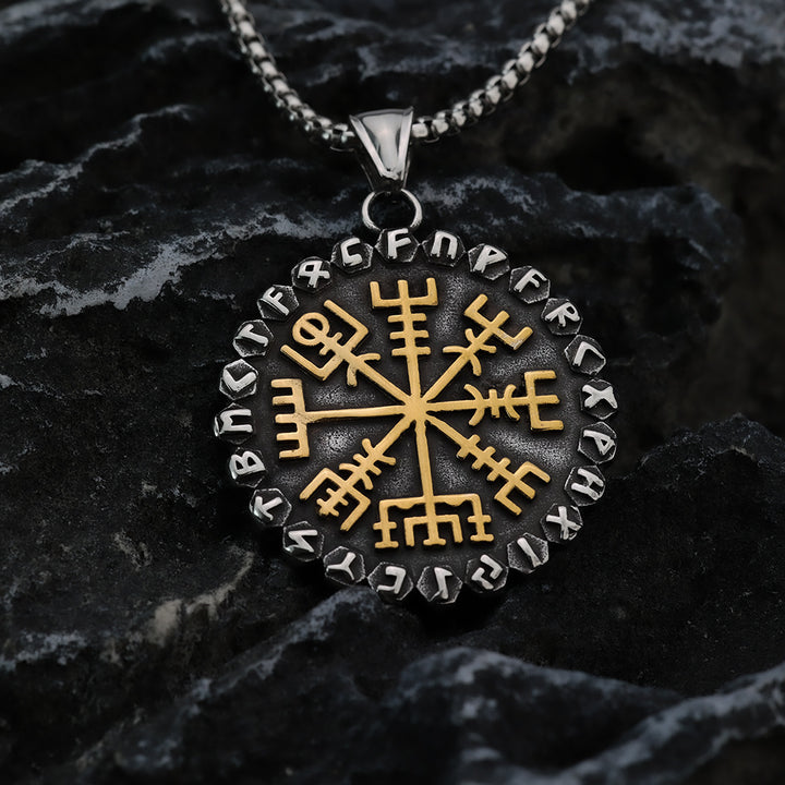 WorldNorse Klassische Odin Wikinger Kompass Rune Halskette