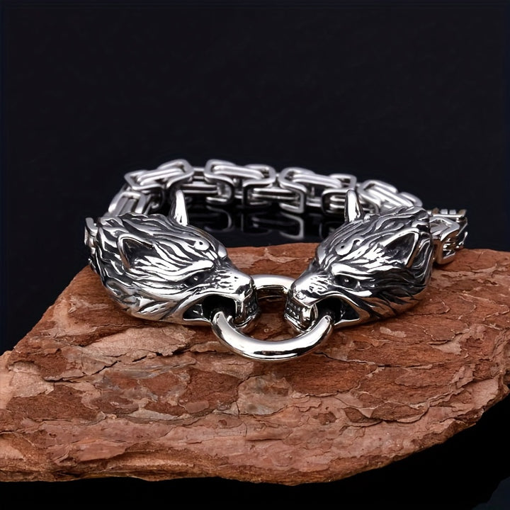 WorldNorse Vintage Wikinger Mjölnir mit Wölfen Halskette & Armband