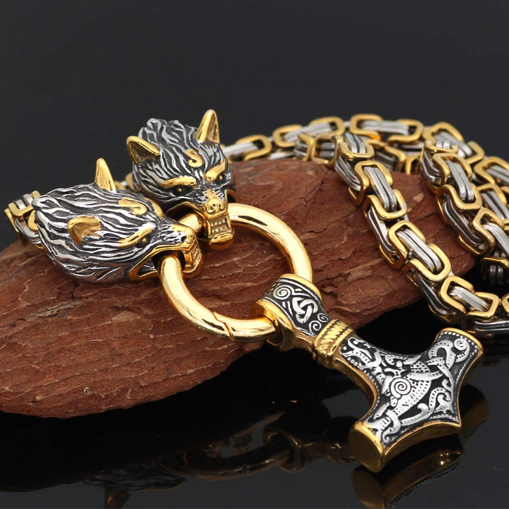 WorldNorse Vintage Wikinger Mjölnir mit Wölfen Halskette & Armband - image 24