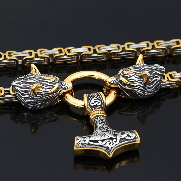 WorldNorse Vintage Wikinger Mjölnir mit Wölfen Halskette & Armband - image 22