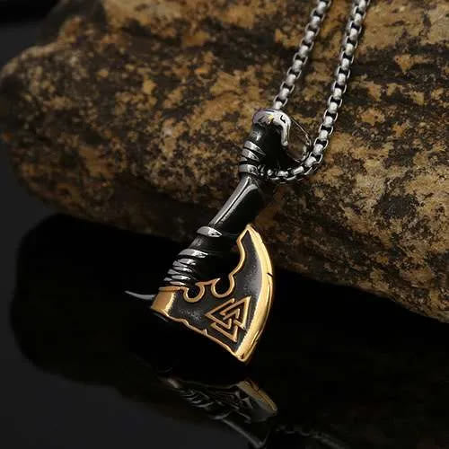 WorldNorse Viking Valknut Axt Halskette