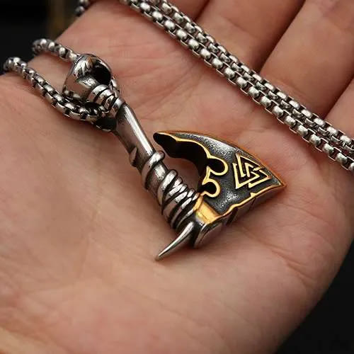 WorldNorse Viking Valknut Axt Halskette