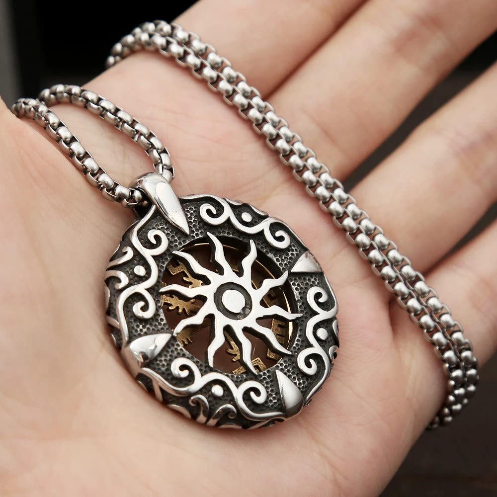 WorldNorse Nordische Rune Halskette mit hohlem Vegvisir