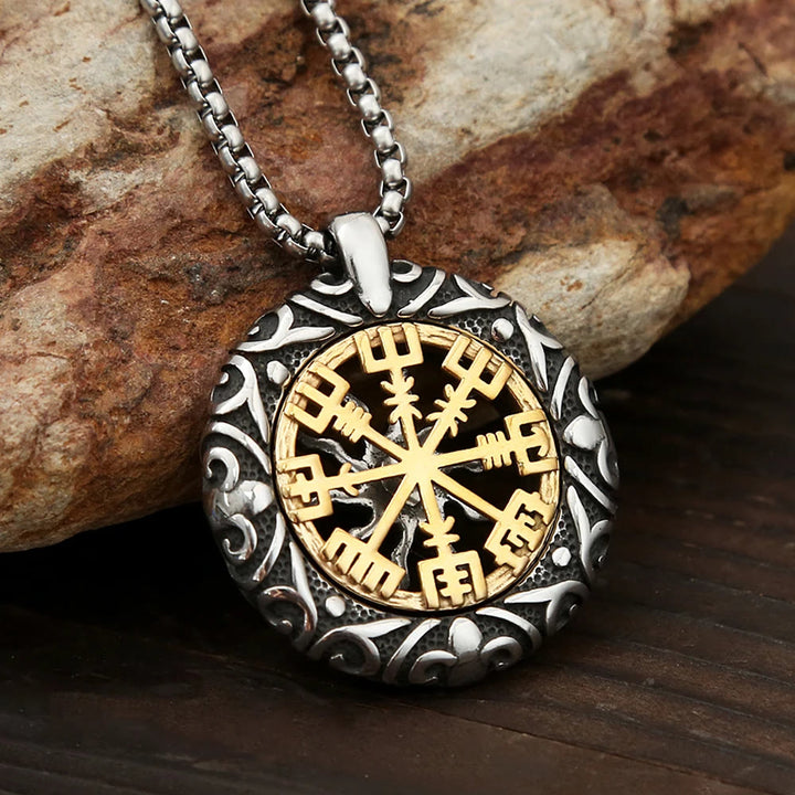 WorldNorse Nordische Rune Halskette mit hohlem Vegvisir