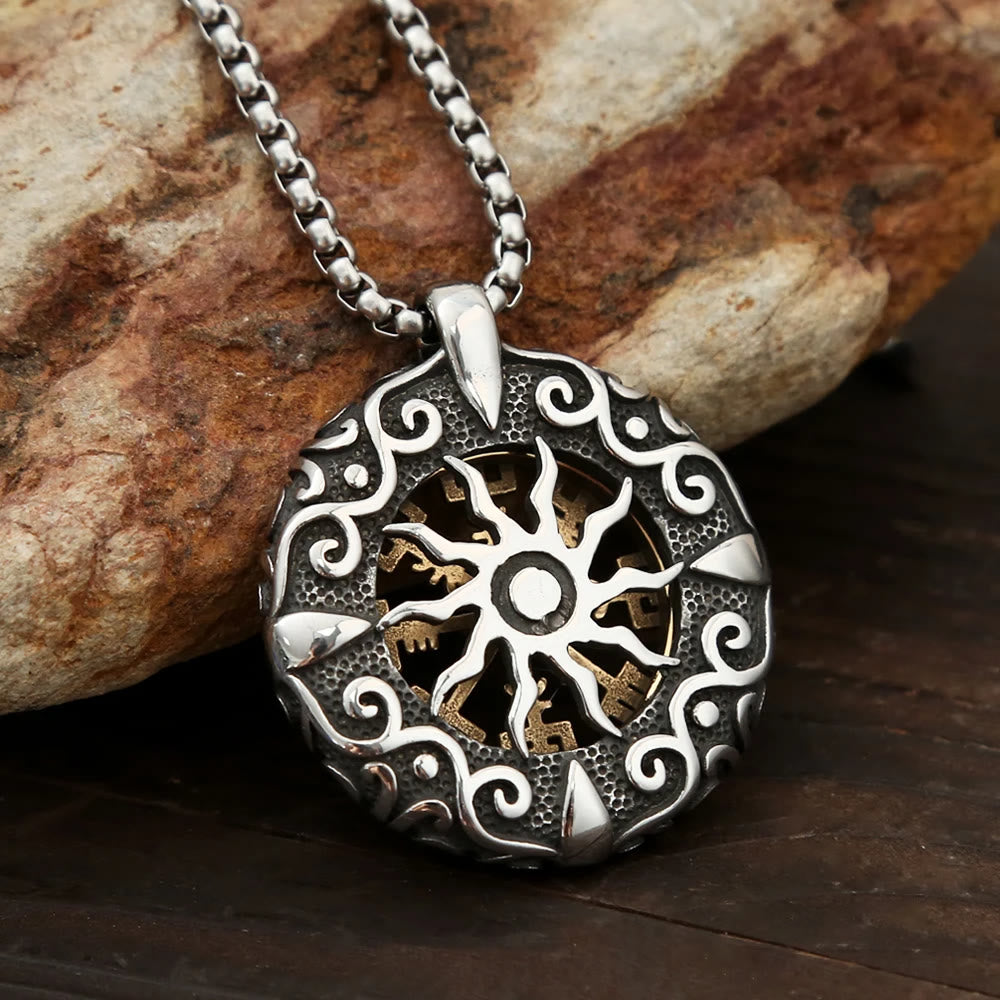 WorldNorse Nordische Rune Halskette mit hohlem Vegvisir