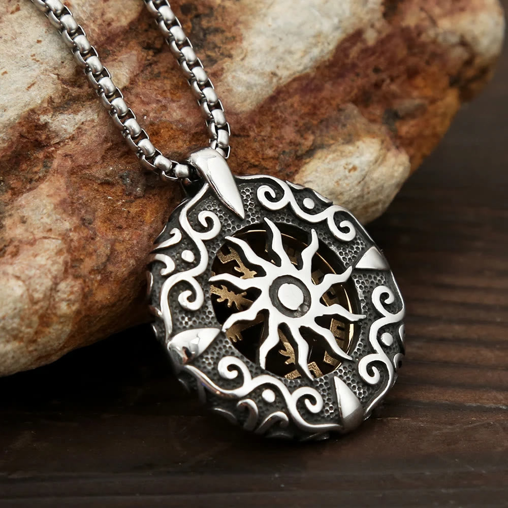 WorldNorse Nordische Rune Halskette mit hohlem Vegvisir