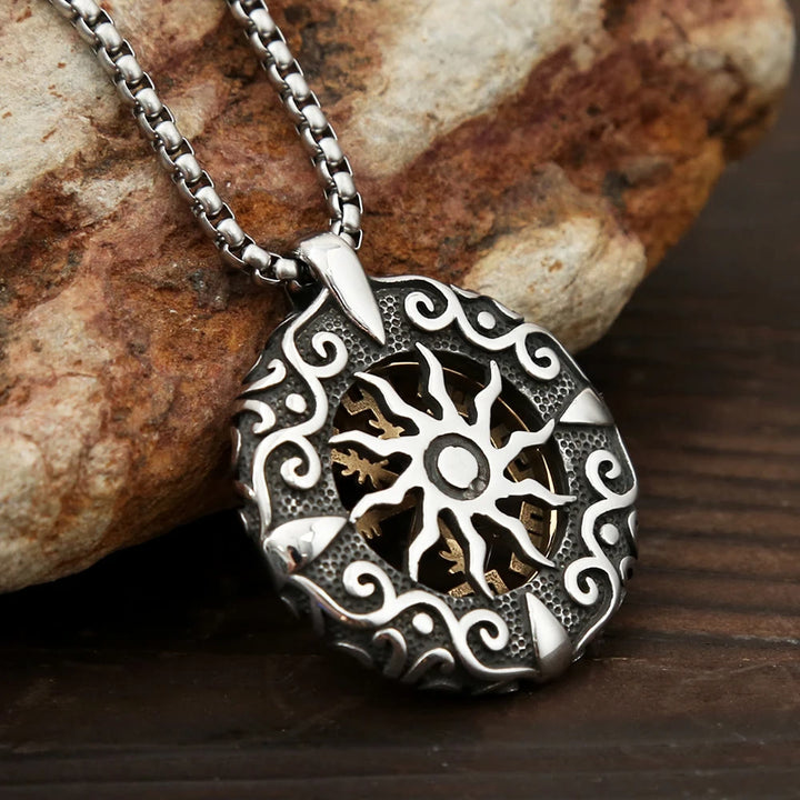 WorldNorse Nordische Rune Halskette mit hohlem Vegvisir