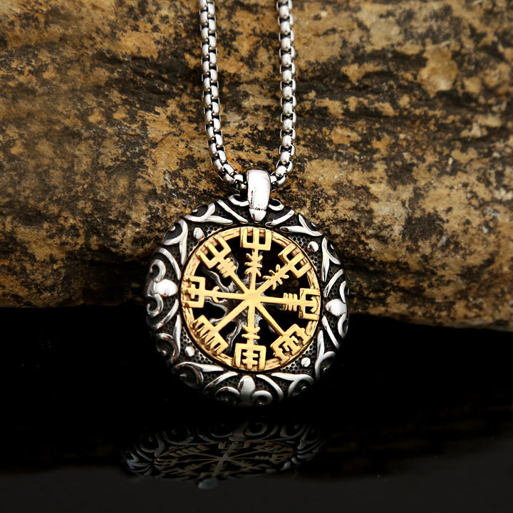 WorldNorse Nordische Rune Halskette mit hohlem Vegvisir