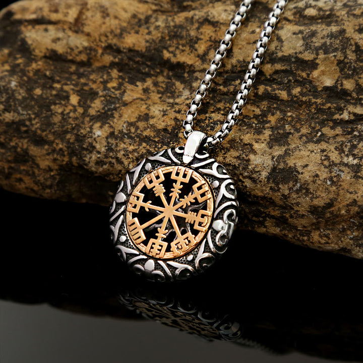 WorldNorse Nordische Rune Halskette mit hohlem Vegvisir
