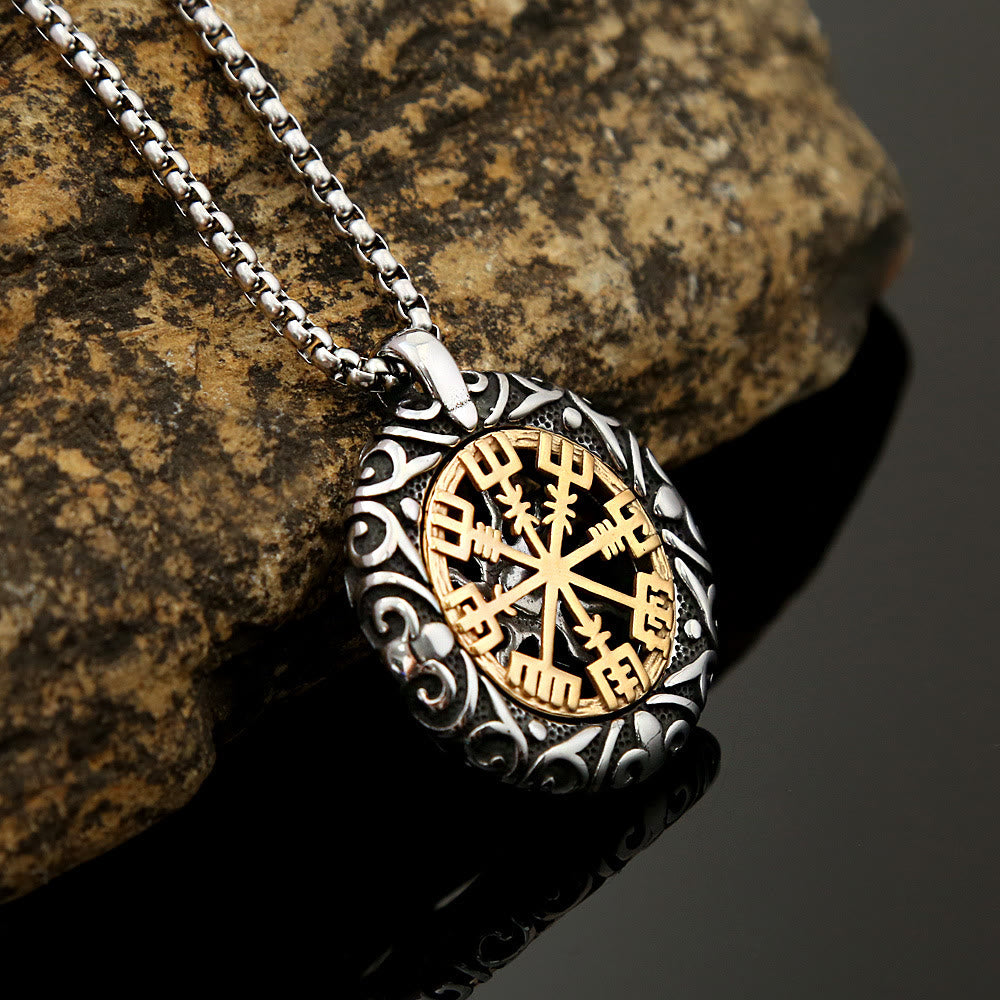 WorldNorse Nordische Rune Halskette mit hohlem Vegvisir