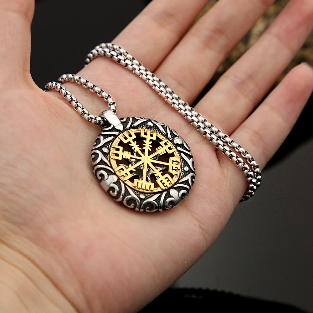 WorldNorse Nordische Rune Halskette mit hohlem Vegvisir