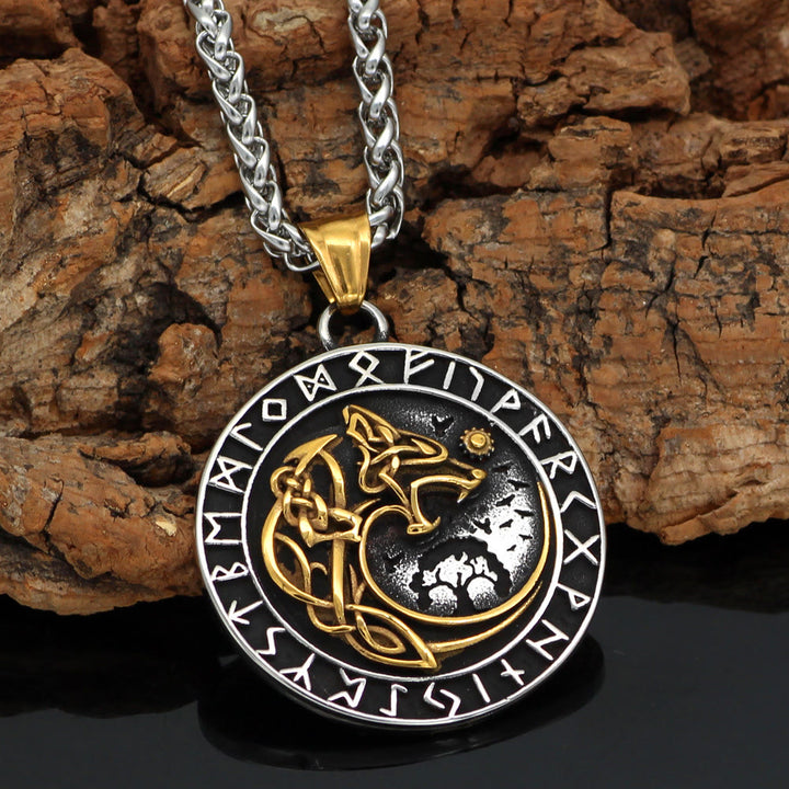 WorldNorse Wolf - Rune Halskette mit Wikinger- Fenrir