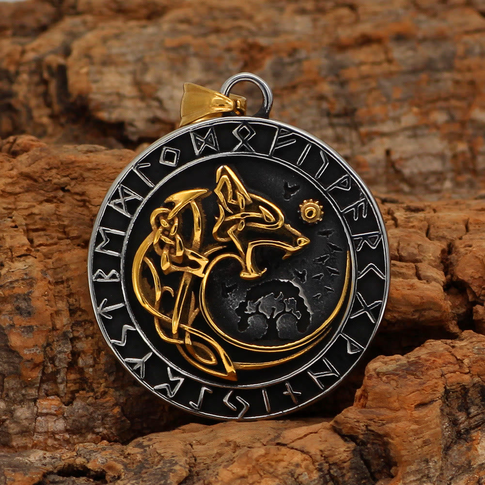 WorldNorse Wolf - Rune Halskette mit Wikinger- Fenrir