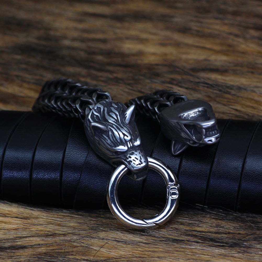WorldNorse Nordic Fenrir Majestätisches Wolf -Kettenarmband