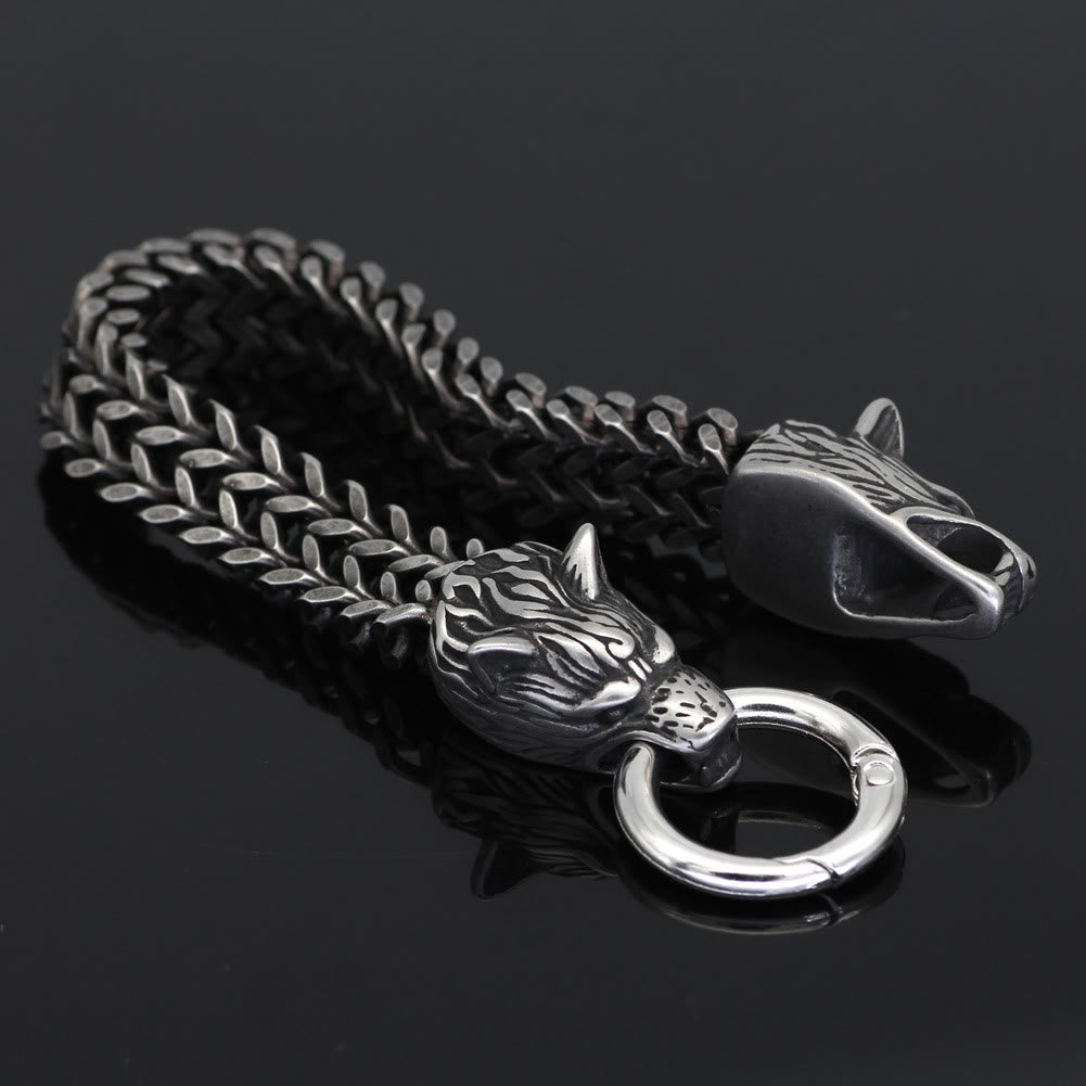 WorldNorse Nordic Fenrir Majestätisches Wolf -Kettenarmband
