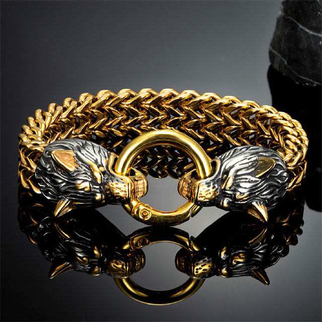 WorldNorse Nordic Fenrir Majestätisches Wolf -Kettenarmband
