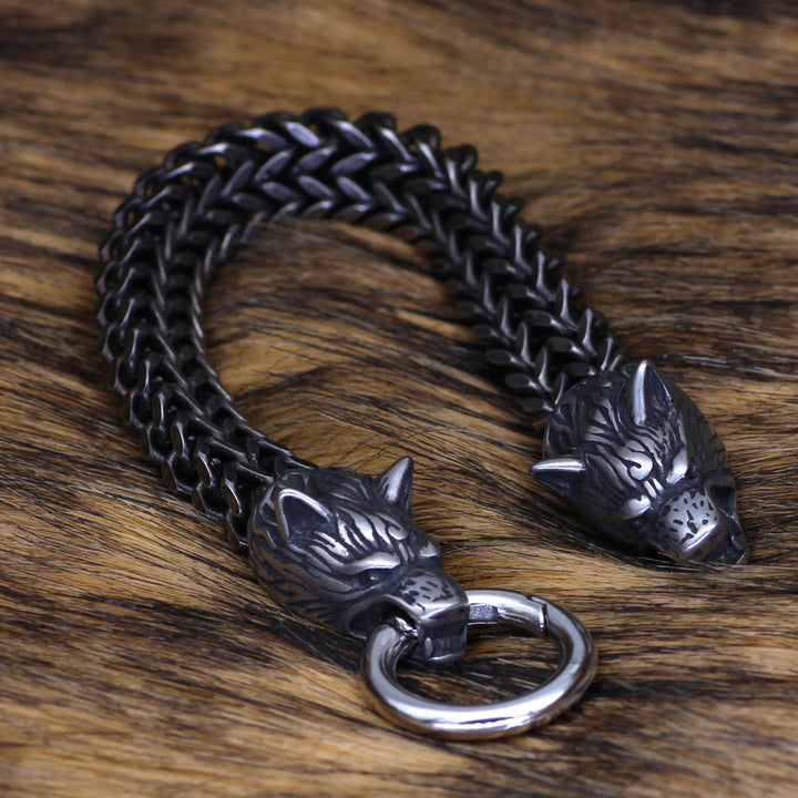 WorldNorse Nordic Fenrir Majestätisches Wolf -Kettenarmband