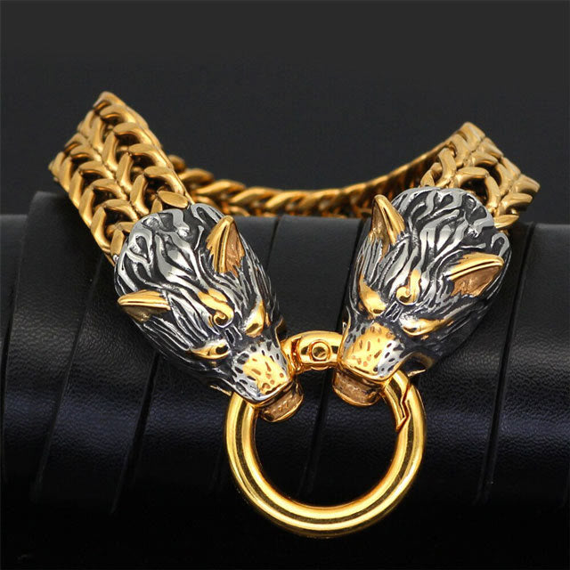WorldNorse Nordic Fenrir Majestätisches Wolf -Kettenarmband