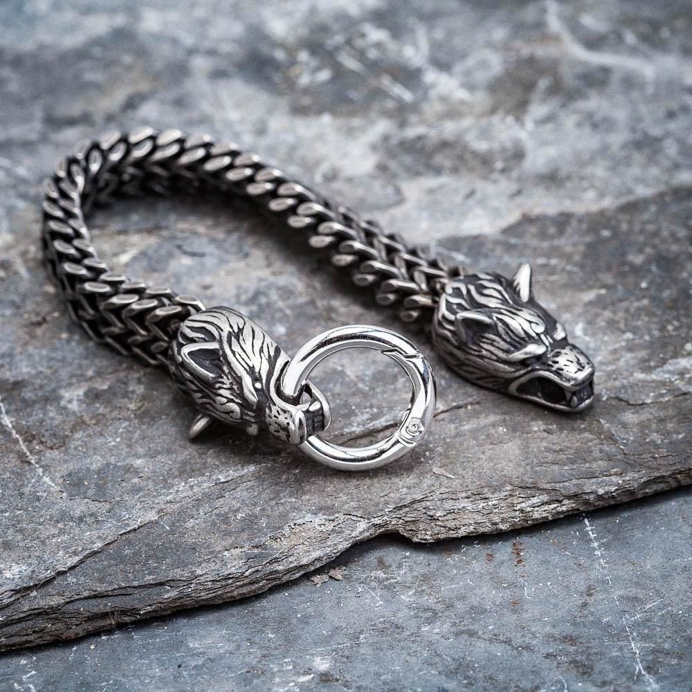 WorldNorse Nordic Fenrir Majestätisches Wolf -Kettenarmband