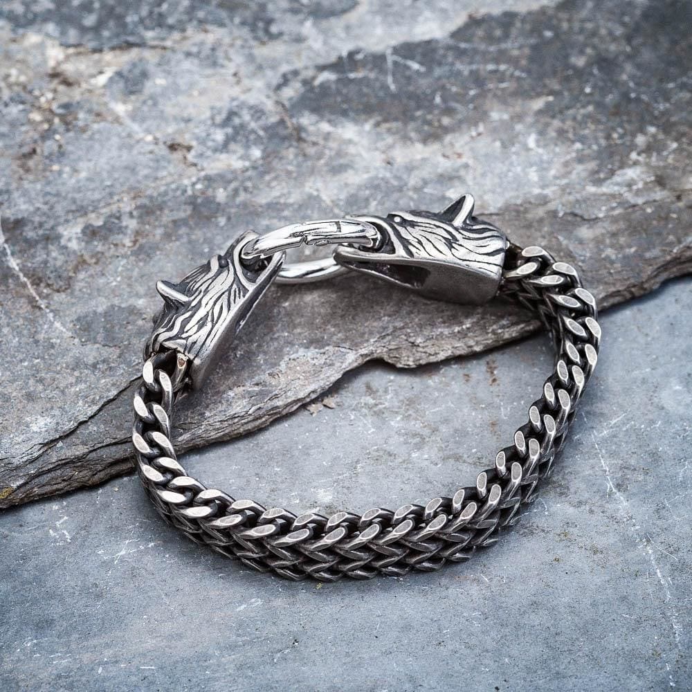 WorldNorse Nordic Fenrir Majestätisches Wolf -Kettenarmband