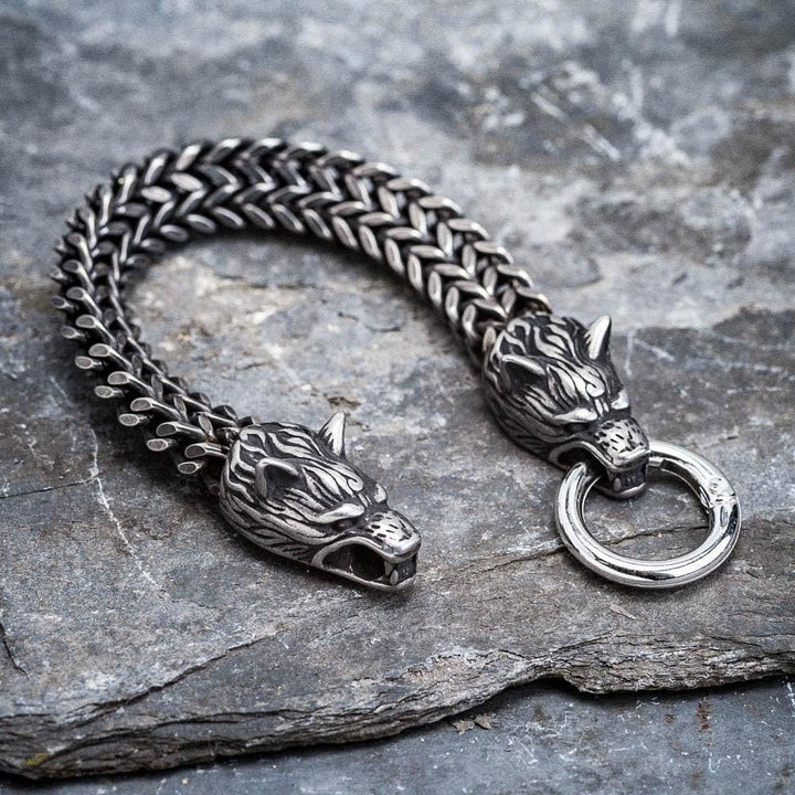 WorldNorse Nordic Fenrir Majestätisches Wolf -Kettenarmband