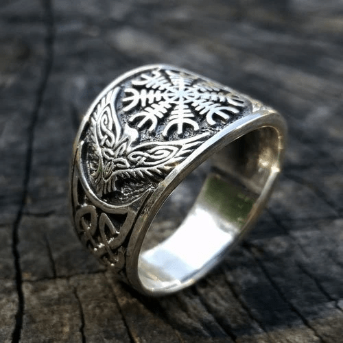 WorldNorse Wikingerring „Helm der Ehrfurcht“ aus Edelstahl