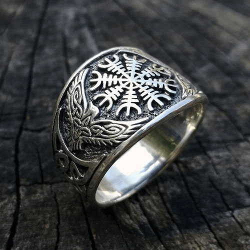 WorldNorse Wikingerring „Helm der Ehrfurcht“ aus Edelstahl