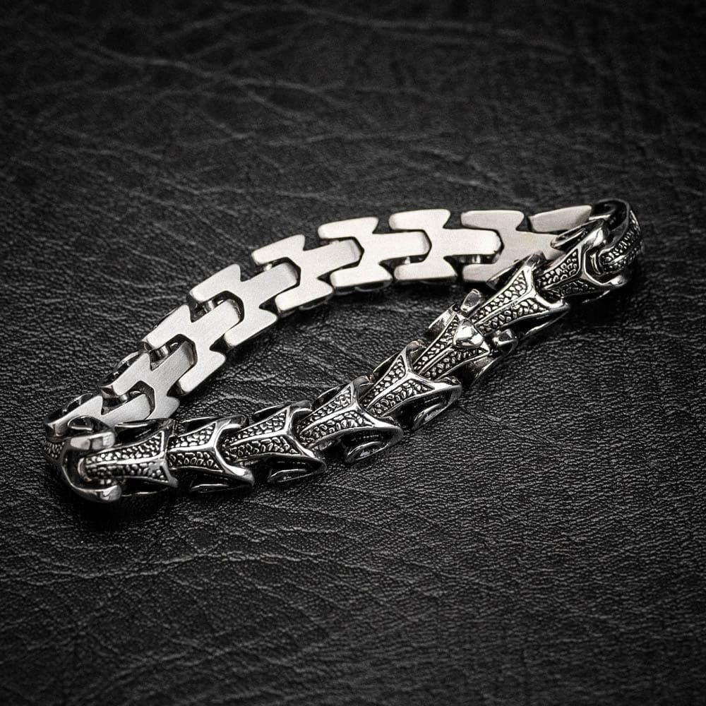 WorldNorse Vintage Drachenknochen Edelstahl Tierarmband