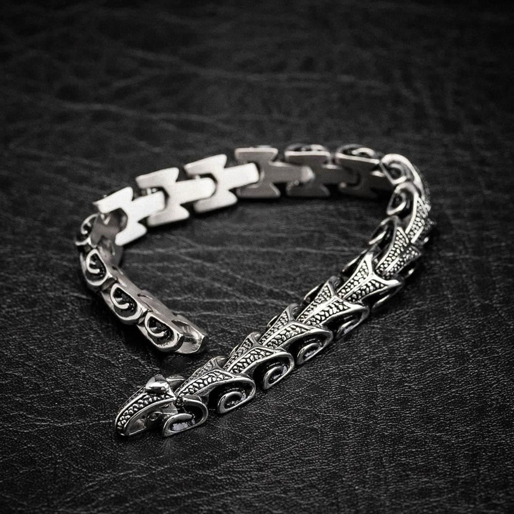 WorldNorse Vintage Drachenknochen Edelstahl Tierarmband