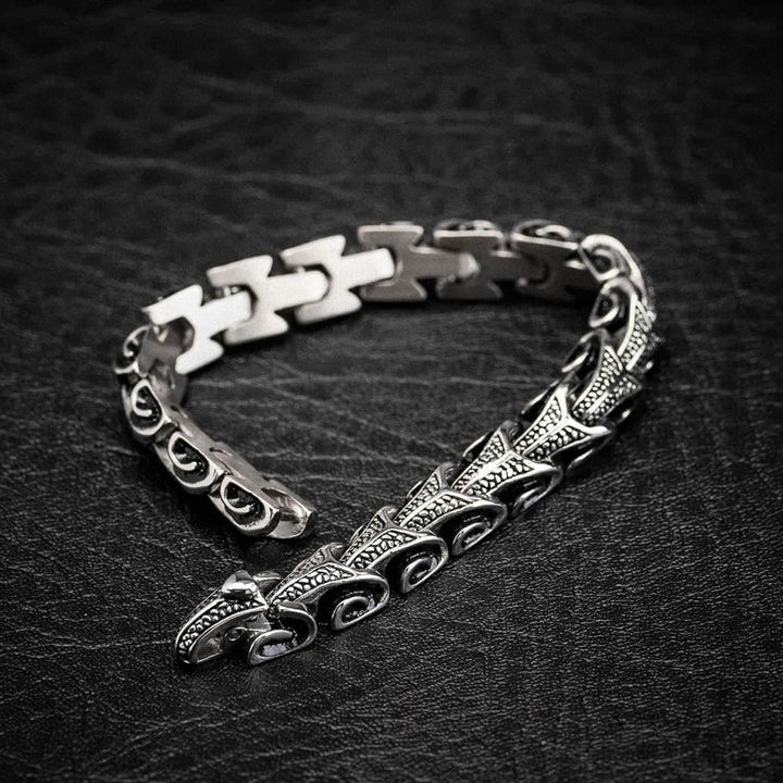 WorldNorse Vintage Drachenknochen Edelstahl Tierarmband