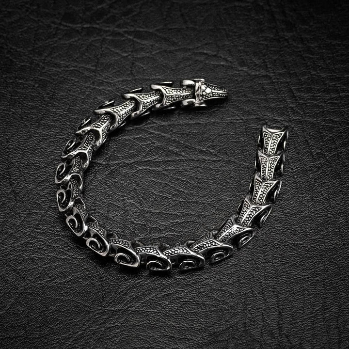 WorldNorse Vintage Drachenknochen Edelstahl Tierarmband