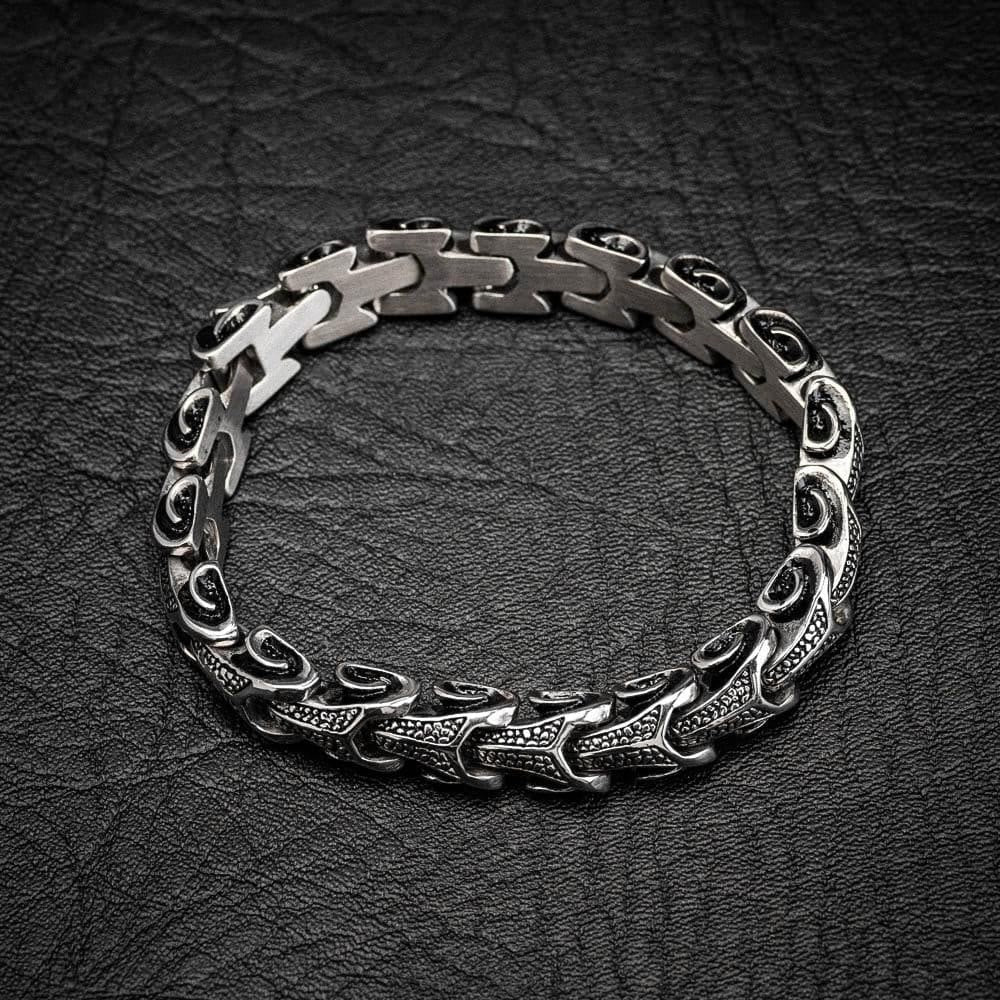 WorldNorse Vintage Drachenknochen Edelstahl Tierarmband
