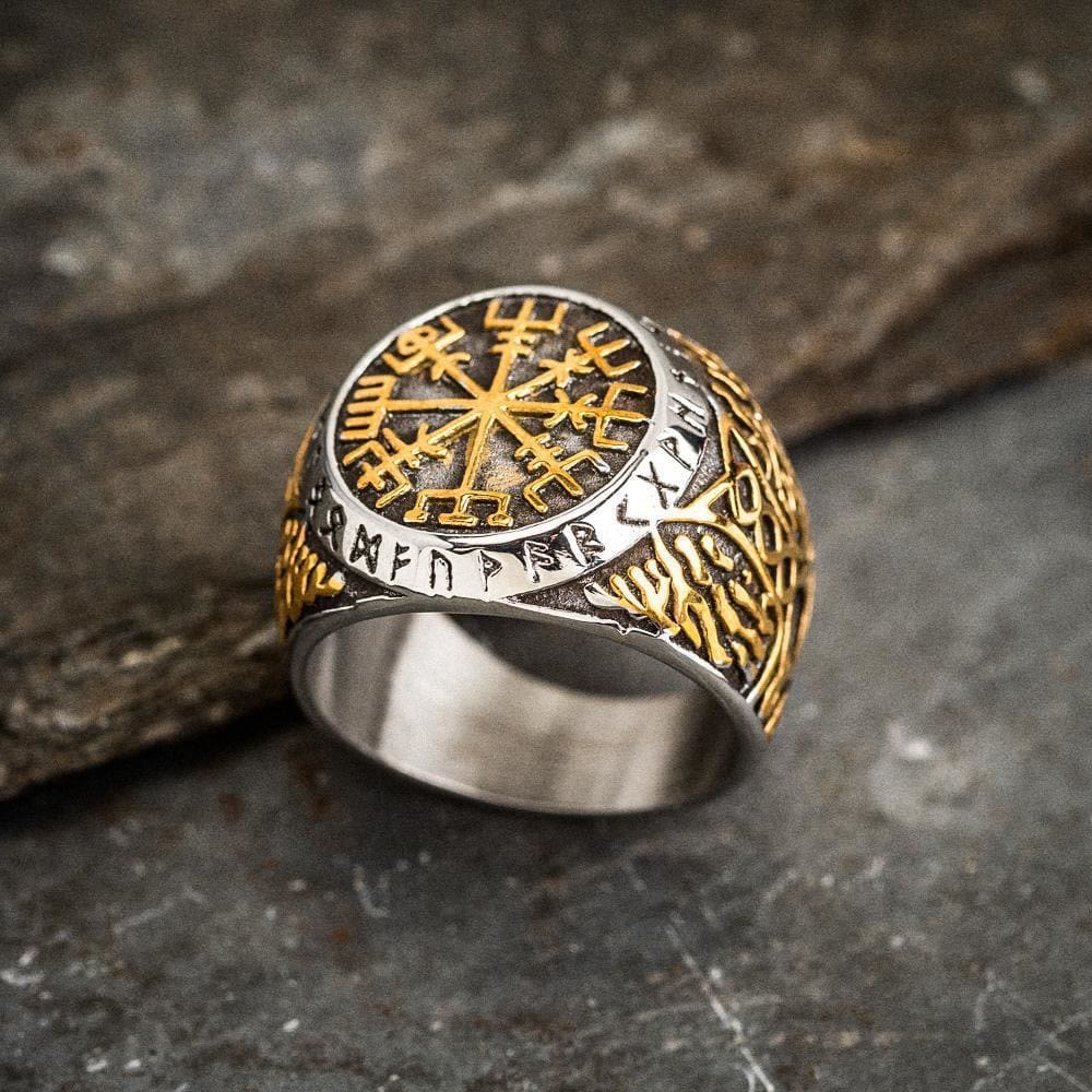 WorldNorse Nordic Vegvisir Kompass Navigation Wikinger Ring