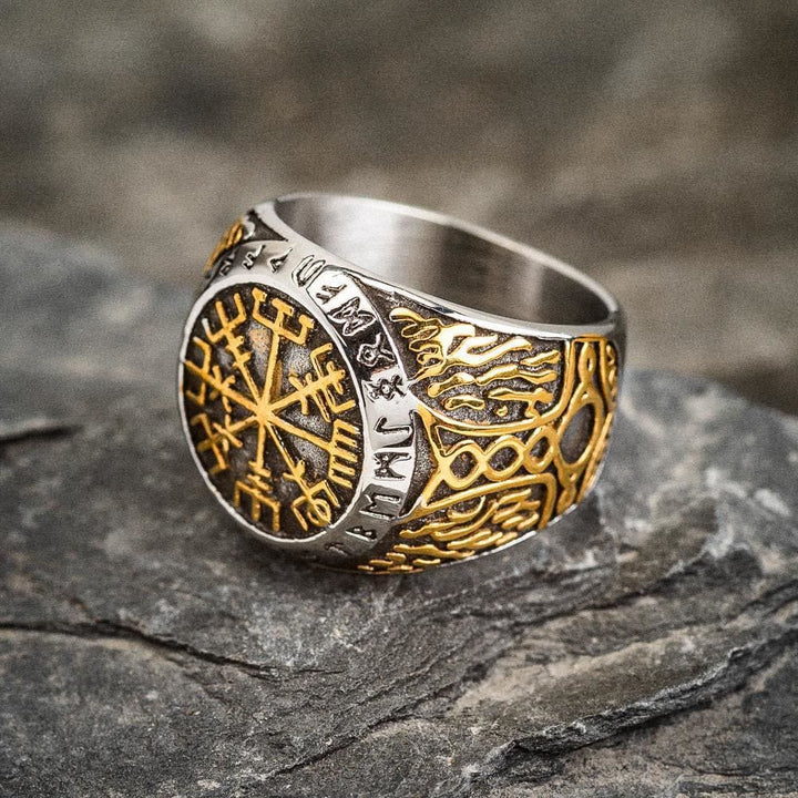 WorldNorse Nordic Vegvisir Kompass Navigation Wikinger Ring