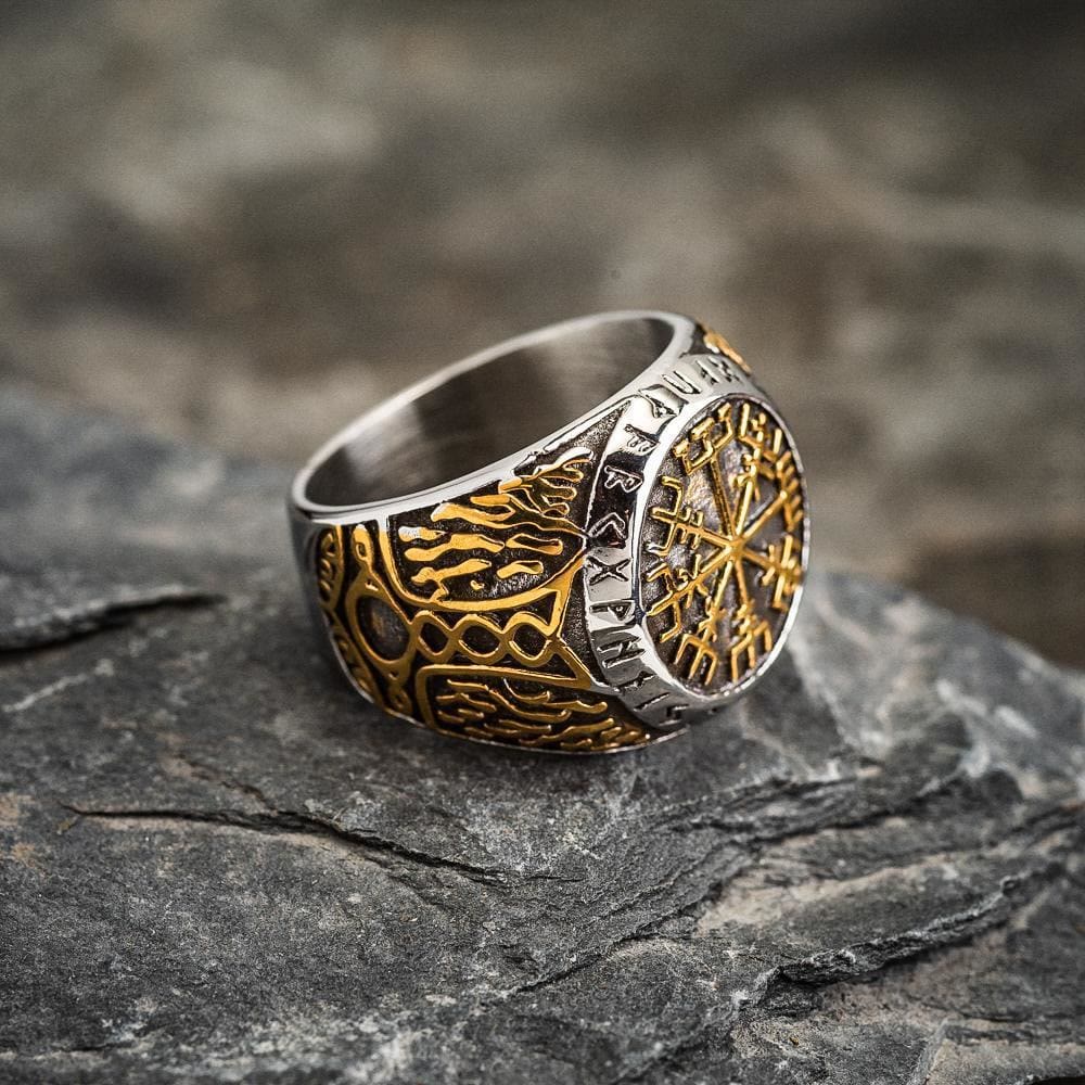 WorldNorse Nordic Vegvisir Kompass Navigation Wikinger Ring