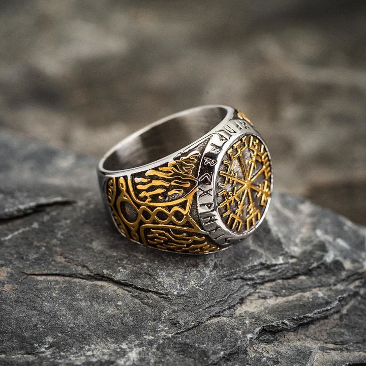 WorldNorse Nordic Vegvisir Kompass Navigation Wikinger Ring
