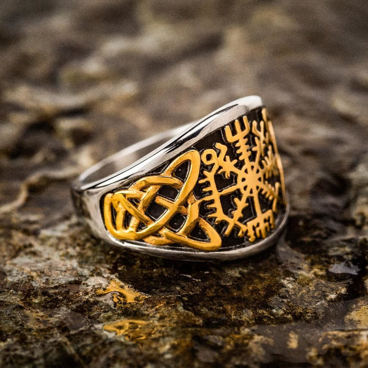 WorldNorse Punk Retro Vegvisir und Keltischer Knoten