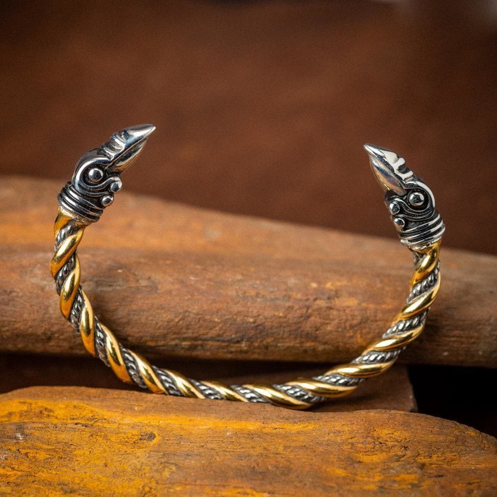 WorldNorse Spiral-Armband mit Raven und Perlen von Jormungandr
