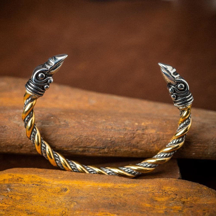 WorldNorse Spiral-Armband mit Raven und Perlen von Jormungandr