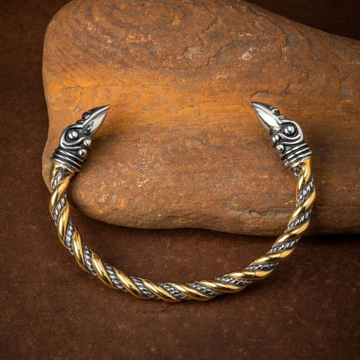 WorldNorse Spiral-Armband mit Raven und Perlen von Jormungandr