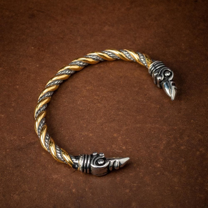 WorldNorse Spiral-Armband mit Raven und Perlen von Jormungandr
