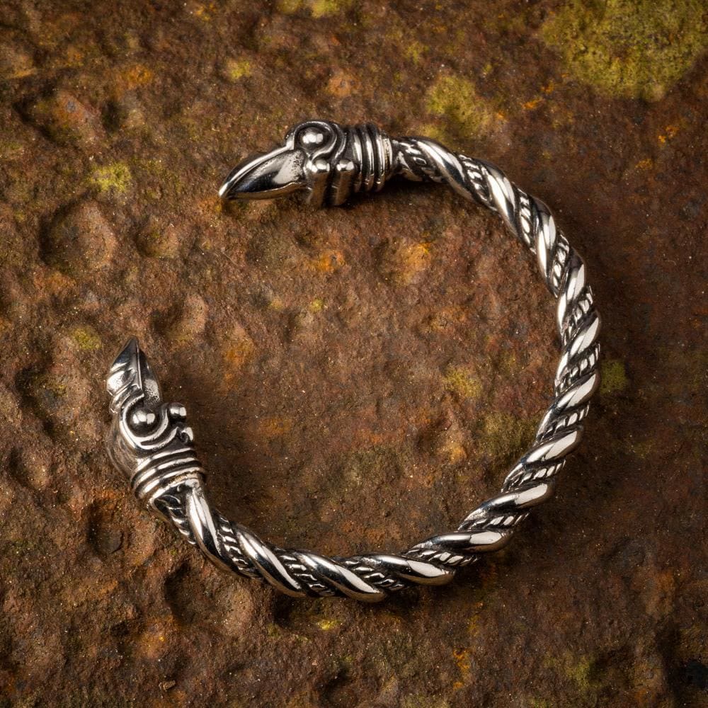 WorldNorse Spiral-Armband mit Raven und Perlen von Jormungandr