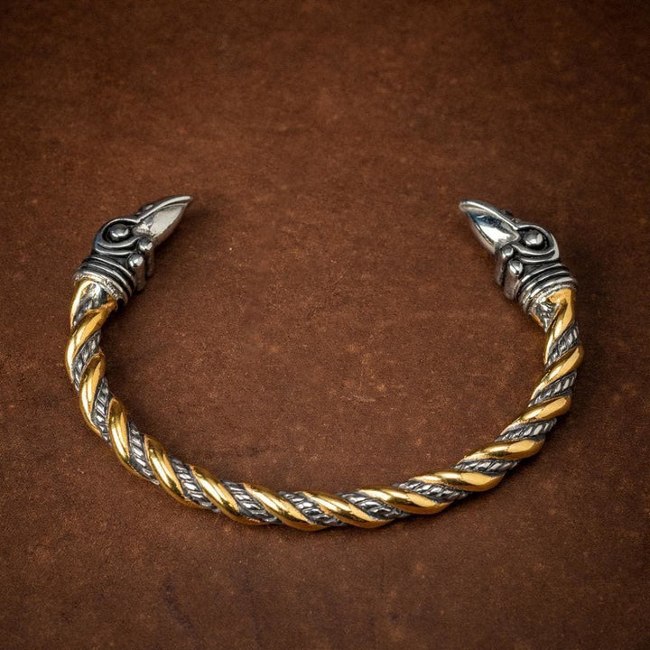 WorldNorse Spiral-Armband mit Raven und Perlen von Jormungandr