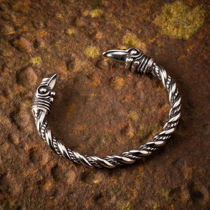 WorldNorse Spiral-Armband mit Raven und Perlen von Jormungandr