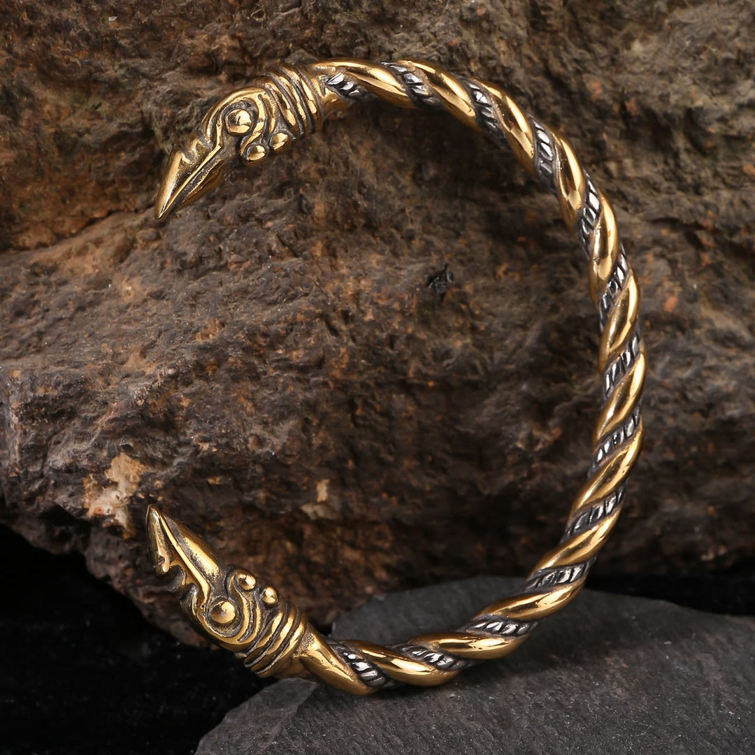 WorldNorse Spiral-Armband mit Raven und Perlen von Jormungandr