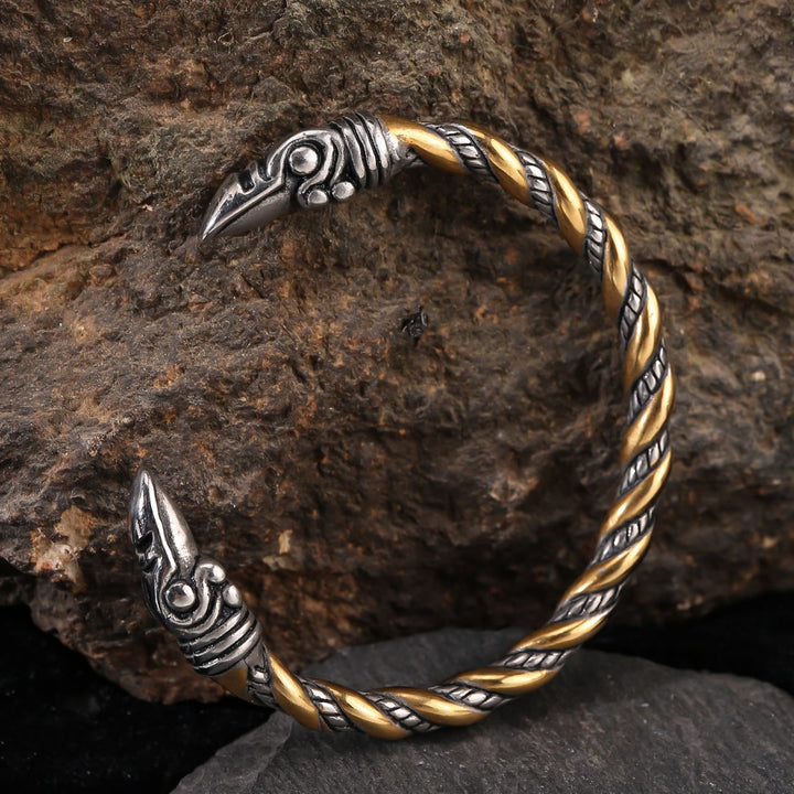 WorldNorse Spiral-Armband mit Raven und Perlen von Jormungandr